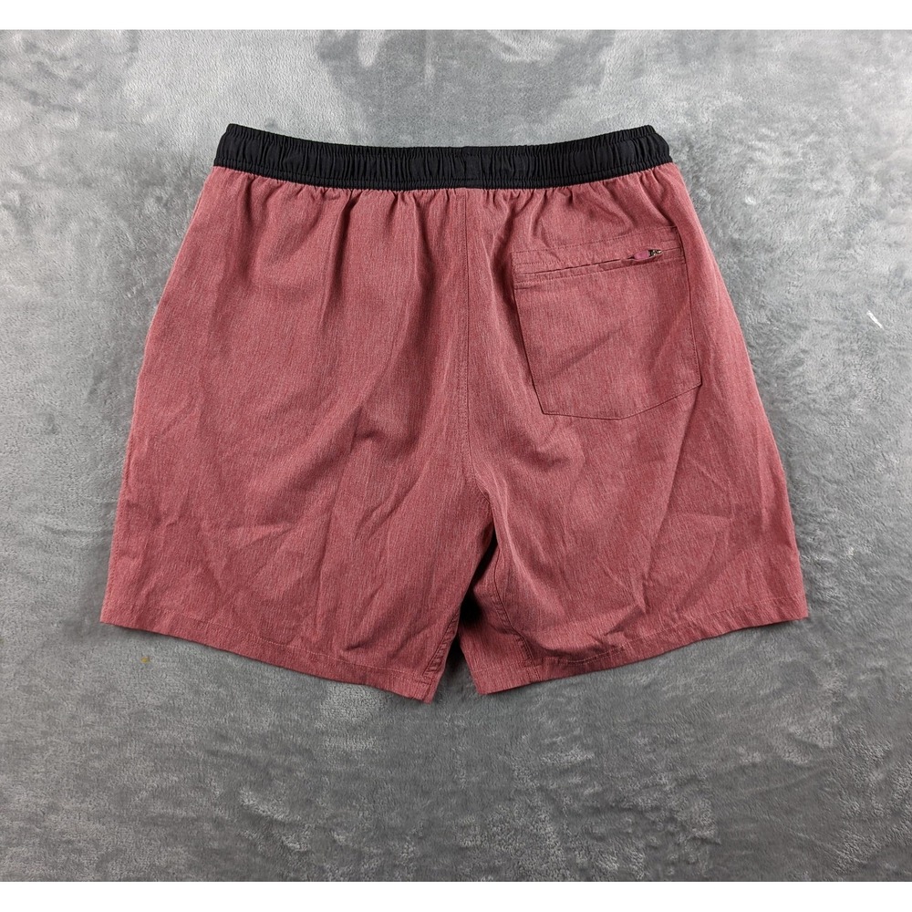 Burlebo Shorts Men Large Red Pink Lined Drawstring Stretch Athletic 7" Inseam - Picture 10 of 11
